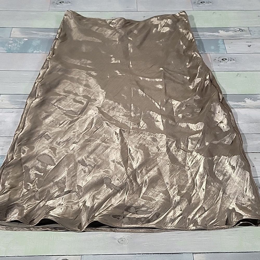 Anthropologie Long Golden Khaki Skirt sz 1 Xl NWT